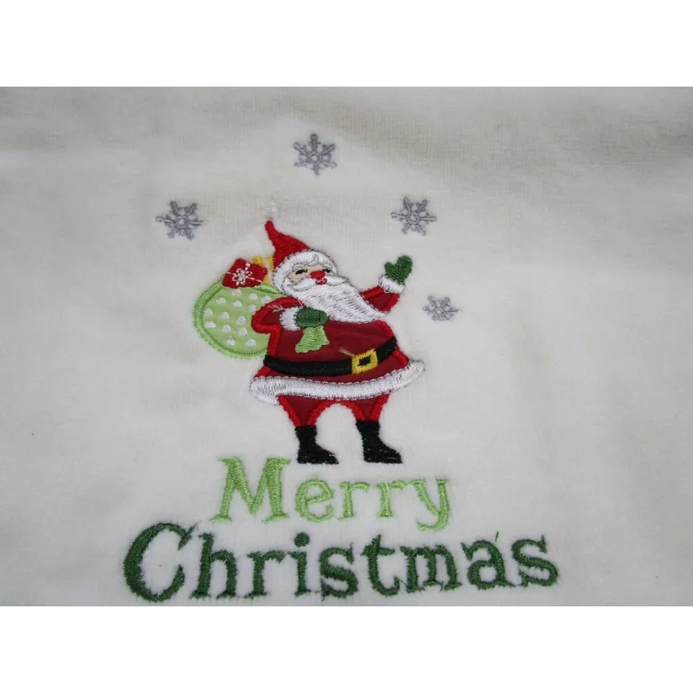 Merry Christmas Santa Embroidered Holiday Hand Towel Jinglis and Joy EUC